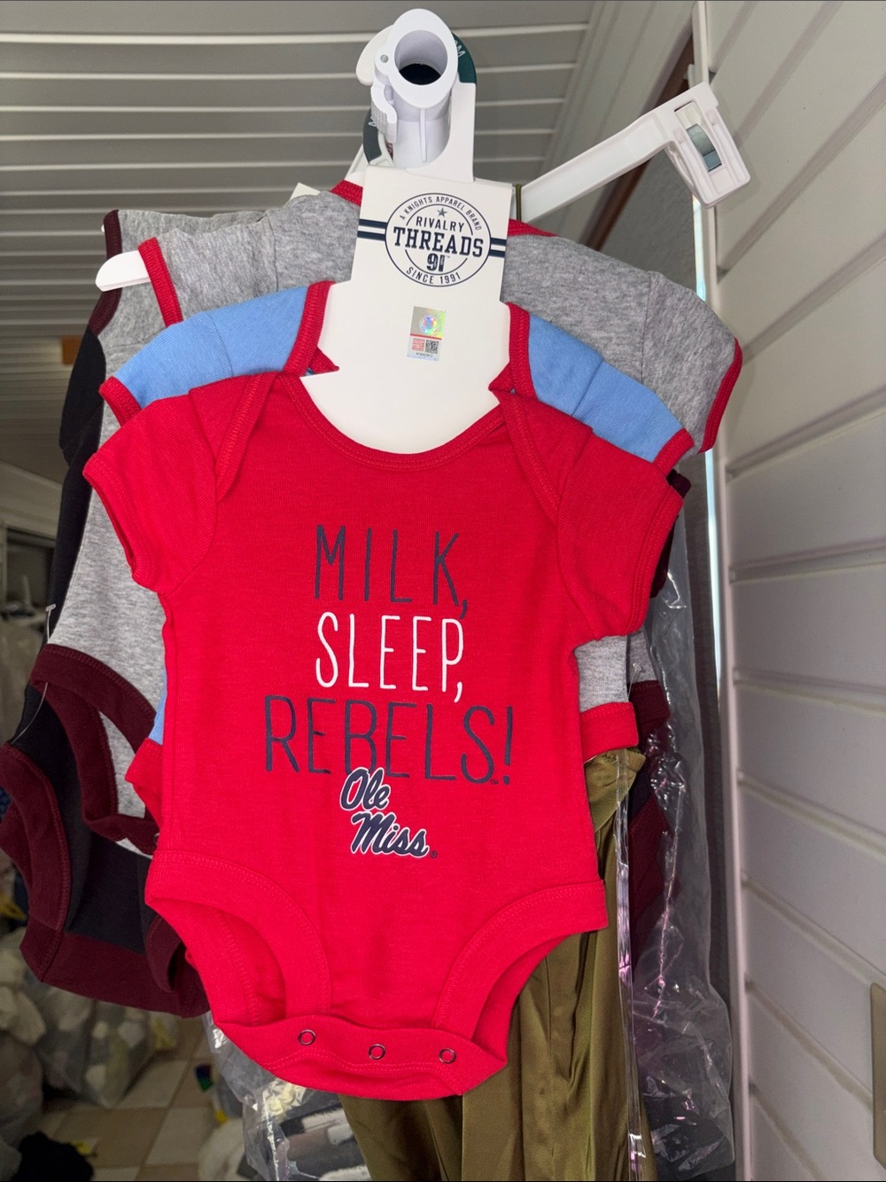 Mississippi rebels 3 piece Red "Milk, Sleep, Rebels!"